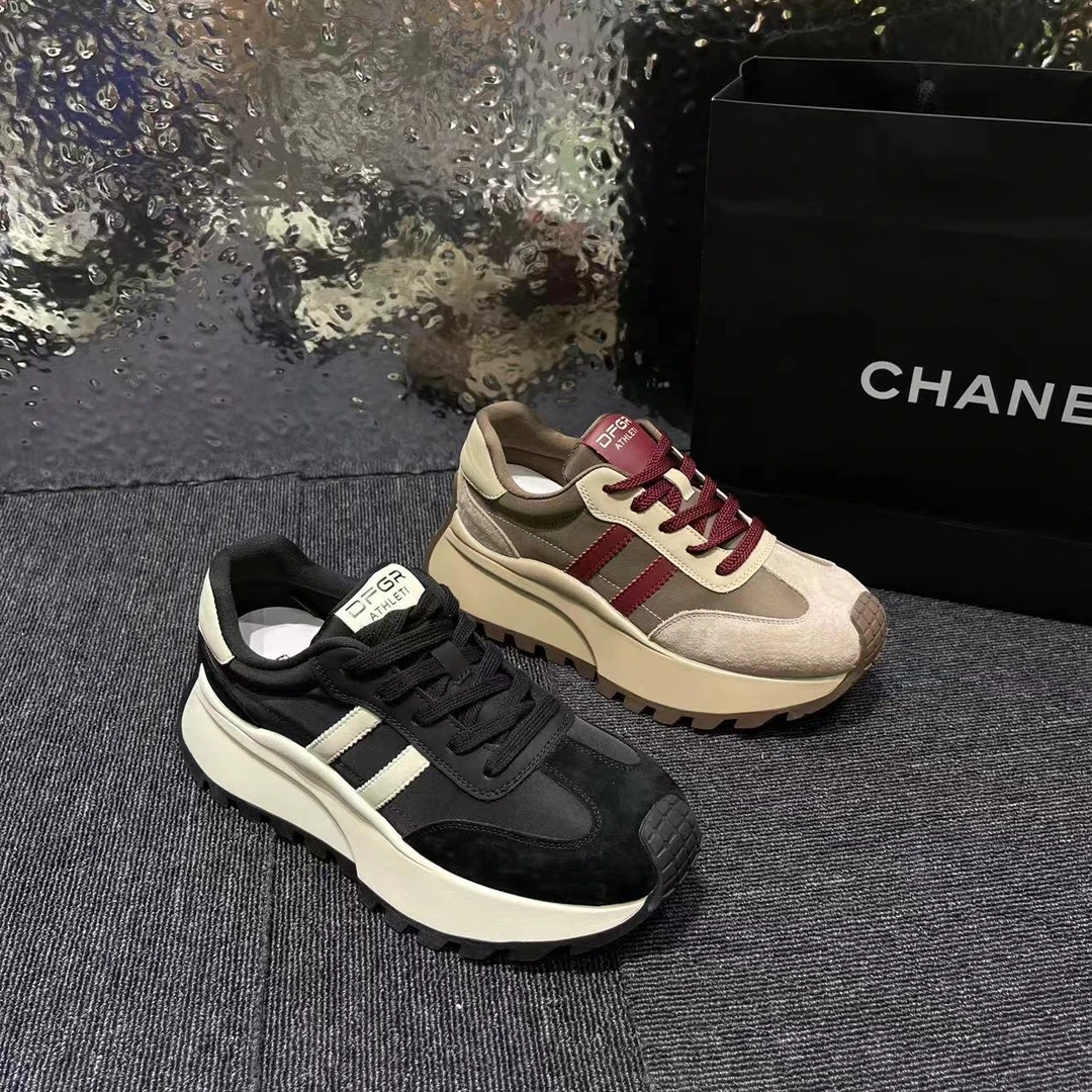 福利【两杠阿甘】秋冬新款时尚百搭真皮厚底舒适阿甘鞋1129