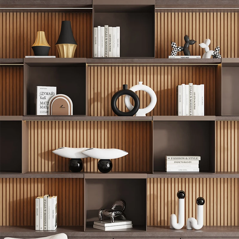 现代简约酒柜装饰品摆件高级感北欧轻奢开放格壁龛陶瓷工艺品摆设