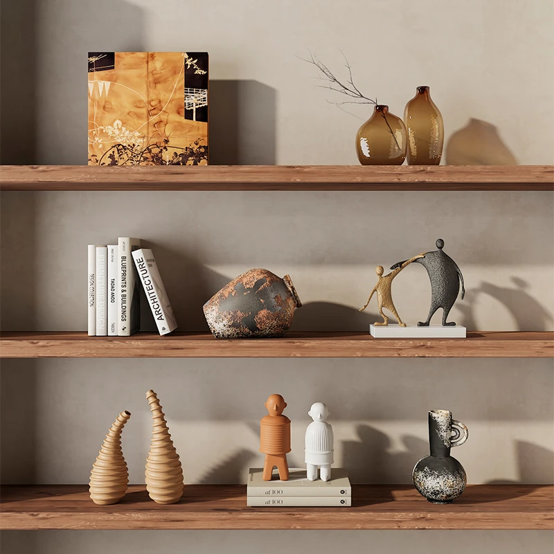 侘寂中古风民宿酒店小众装饰品样板房高级感做旧复古陶瓷陈列摆件