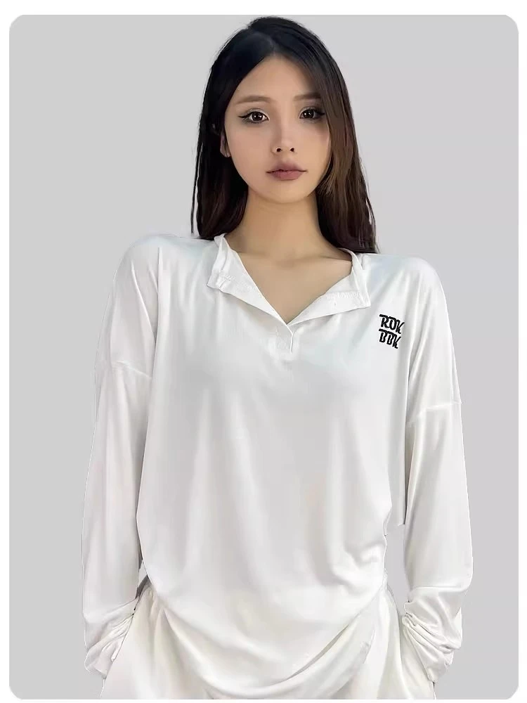 欧美爵士舞外搭宽松显瘦长袖t恤女慵懒美式街头跳舞嘻哈罩衫上衣