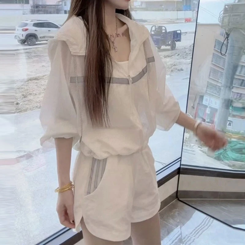 时尚大码防晒套装女士2025夏季新款洋气爆款百搭短裤小个子两件套