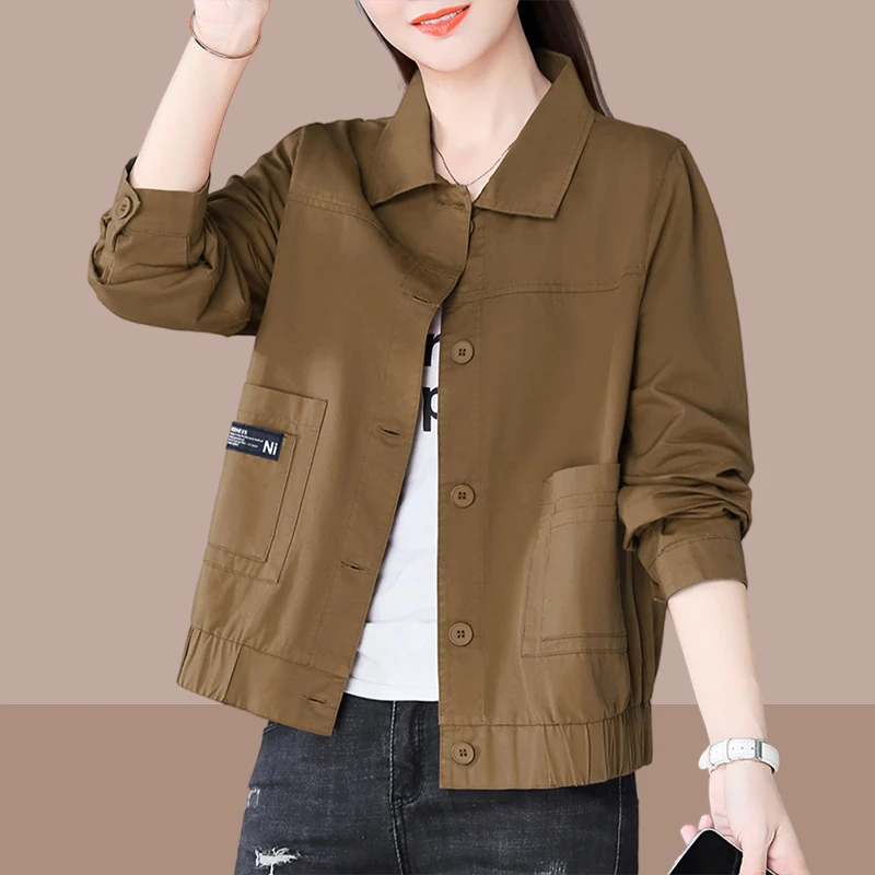 时尚外套女秋款外穿新款2024爆款翻领工装气质显瘦百搭秋天外套潮