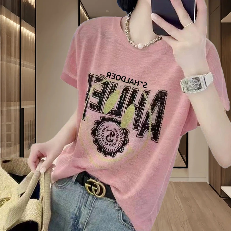 大码女装设计感t恤女士短袖夏季新款洋气减龄时尚显瘦百搭体恤衫