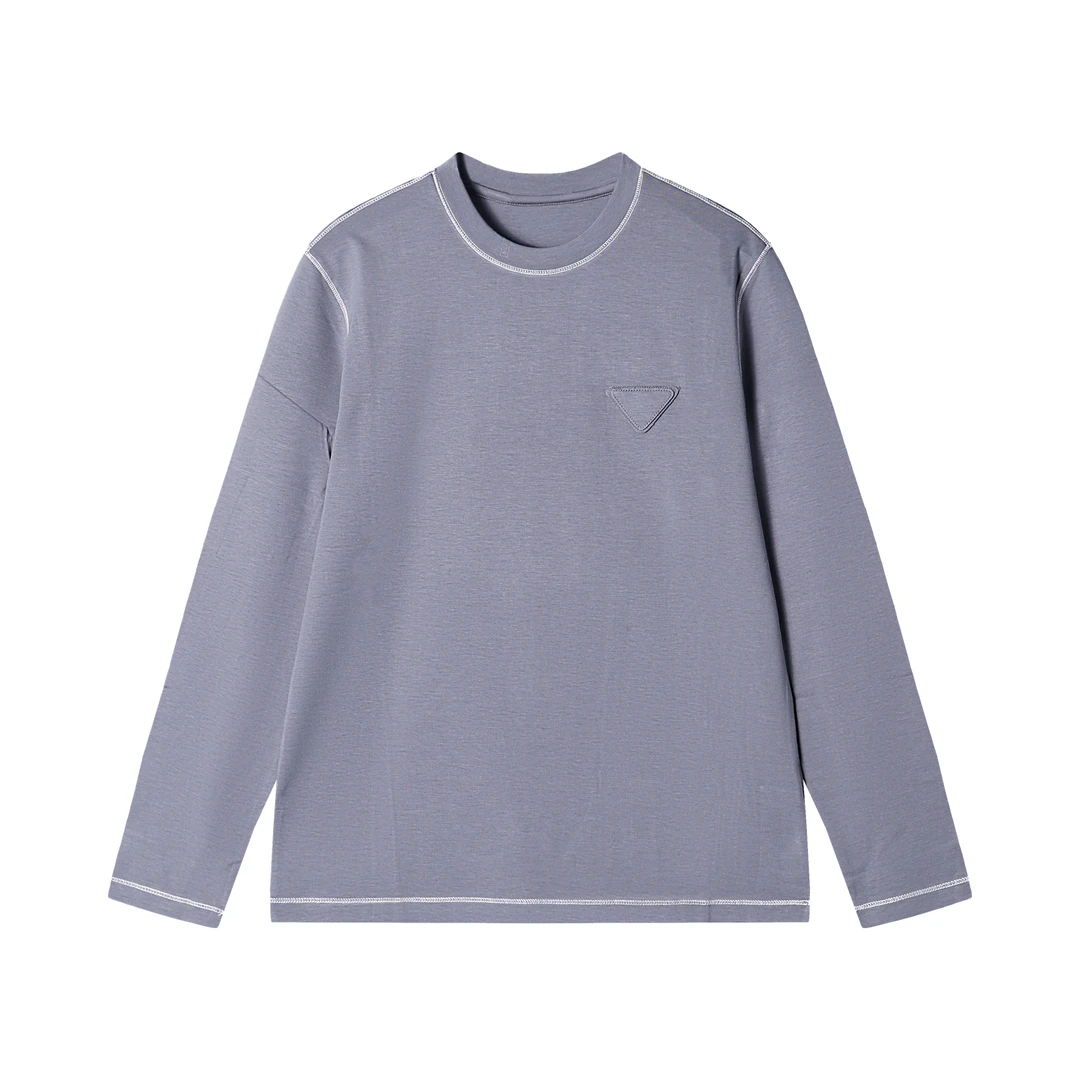 秋冬新款男士圆领纯色明线倒三角时尚韩版商务风宽松打底时尚卫衣