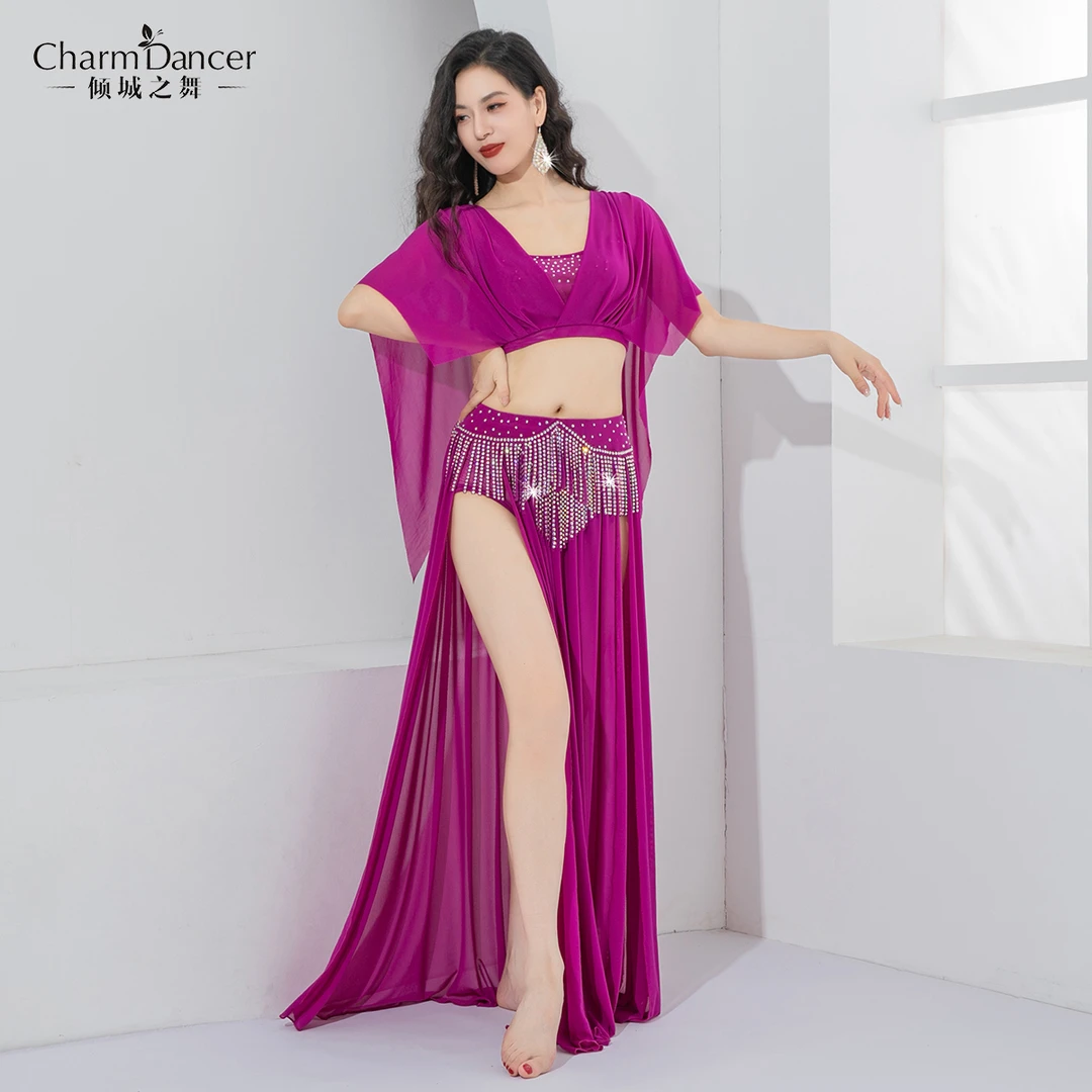 倾城之舞原创肚皮舞服装深V褶褶领上衣流苏轻奢东方舞练功演出服
