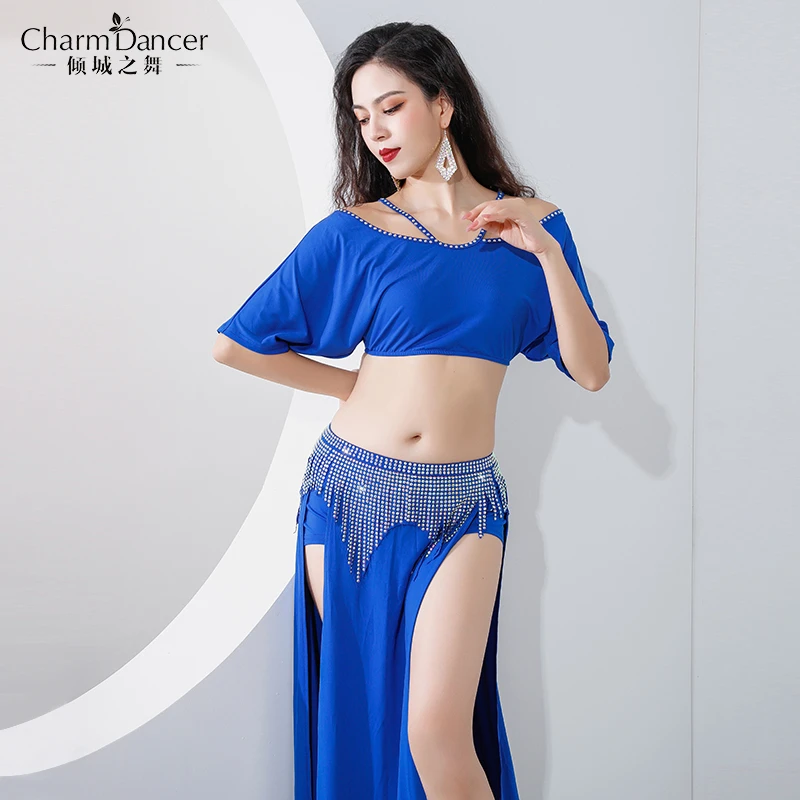 倾城之舞原创设计感轻奢肚皮舞练功服套装 新款烫钻流苏表演团服