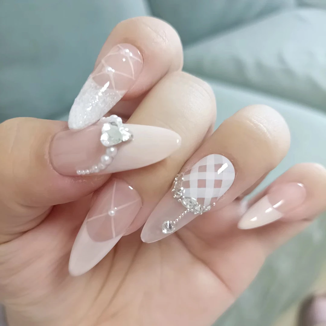 【373奶油芭蕾】轻奢定制纯手工穿戴甲百搭时尚简约个性设计指甲贴