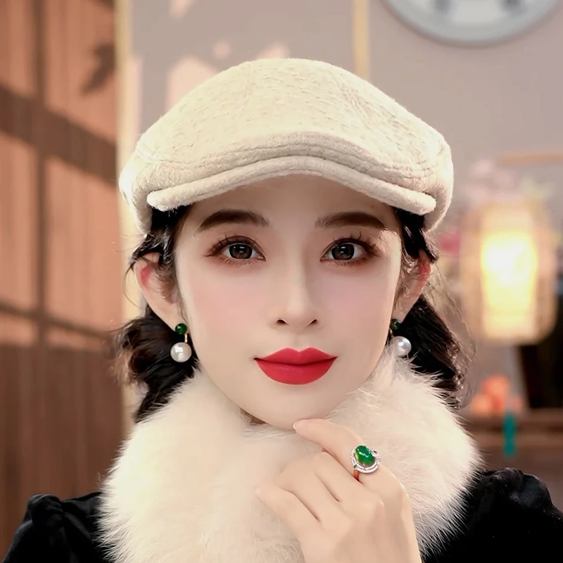 布塔秋冬优雅羊毛前进帽满分羊毛英伦风时尚百搭内里桑蚕丝PT0759