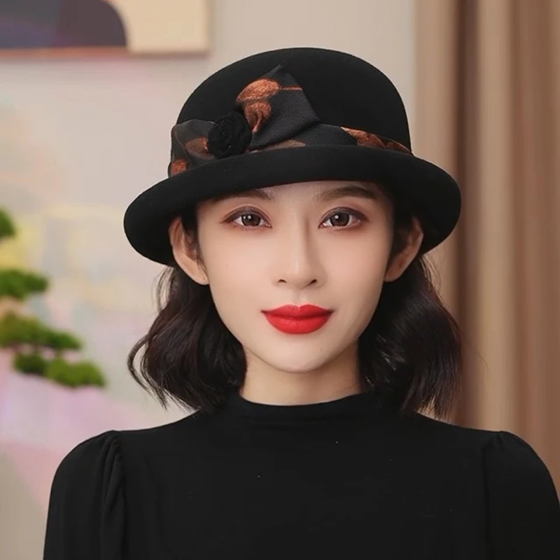 布塔美丽诺羊毛呢帽子女秋冬羊毛呢英伦时尚百搭复古小礼帽PT1333