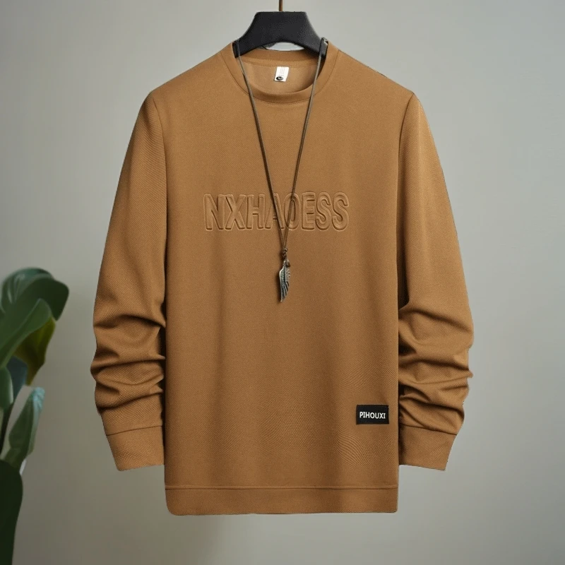 无帽长袖打底衫男士2024新款套头圆领上衣春秋款重磅休闲运动卫衣