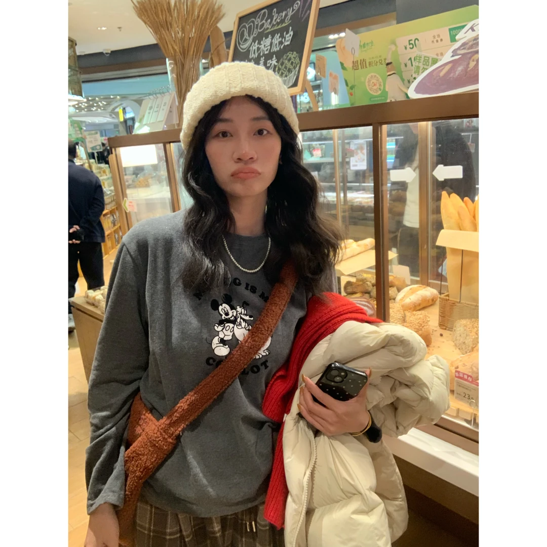 【欧尼专享】6659#韩版米奇印花打底衫女秋冬季新款宽松长袖上衣女