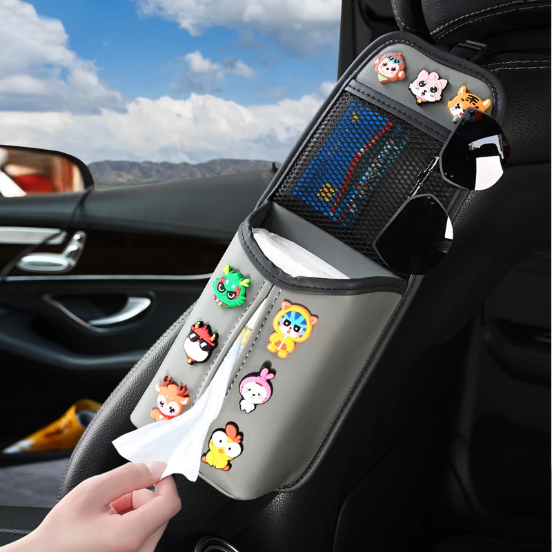 车载纸巾盒创意可爱卡通座椅侧面车挂式车内纸巾盒收纳袋车用装饰