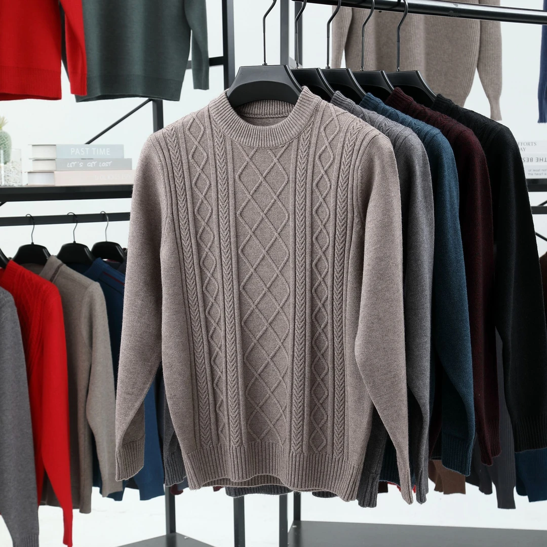超厚羊毛衫男士针织休闲纯色半高领秋冬高档百搭款