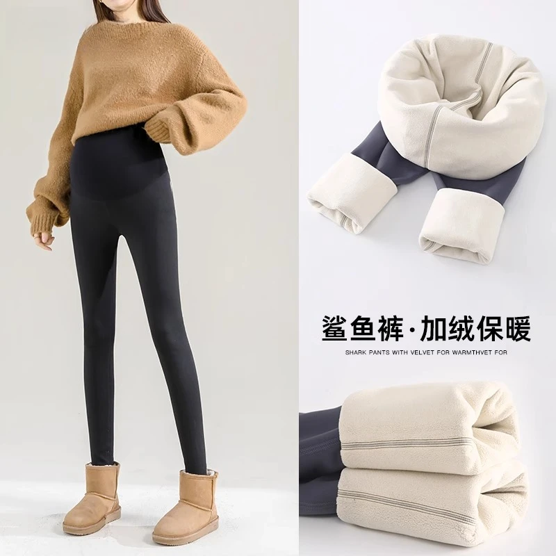 孕妇打底裤鲨鱼裤孕妇装秋冬季孕妇裤加绒加厚芭比裤冬季穿搭女生