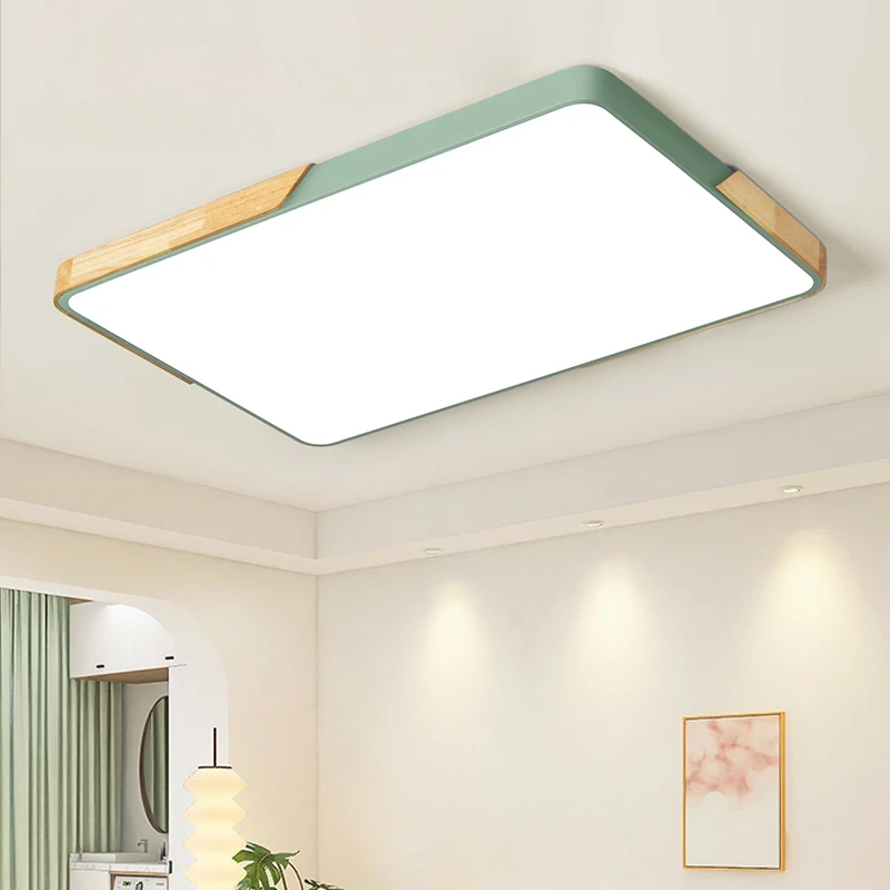 现代北欧马卡龙客厅主灯简约大气实木卧室灯餐厅灯超薄led吸顶灯