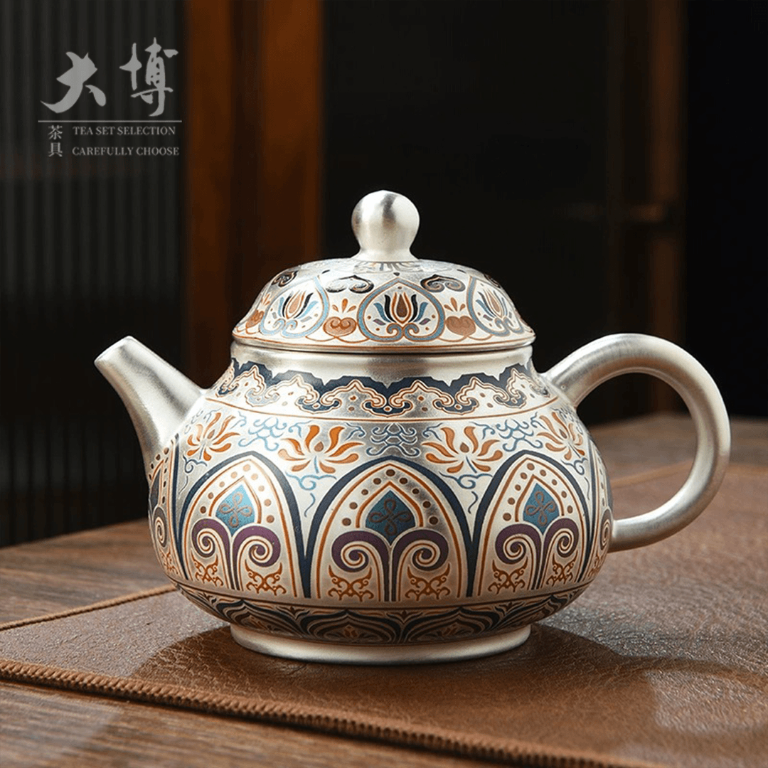 中式珐琅彩郑丽卿老师手作银壶