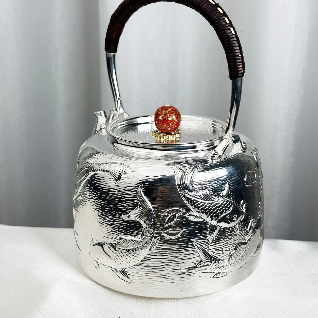 清货-手工篆刻如鱼得水双鱼提梁壶烧水壶