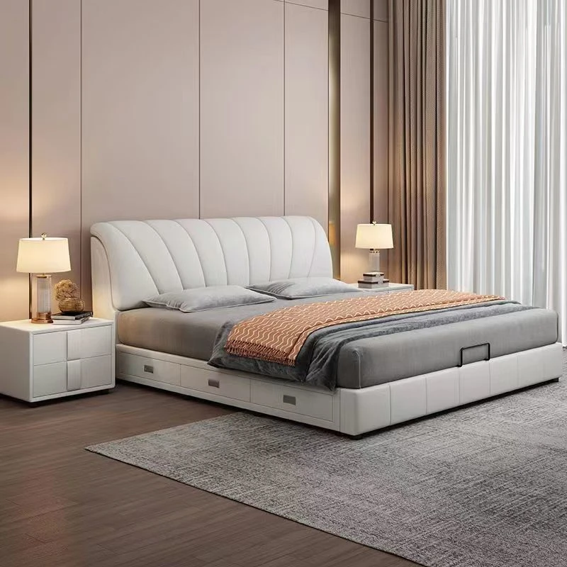 简约齐边床1.8米小户型主卧室大气高端轻奢软包时尚免洗软包床