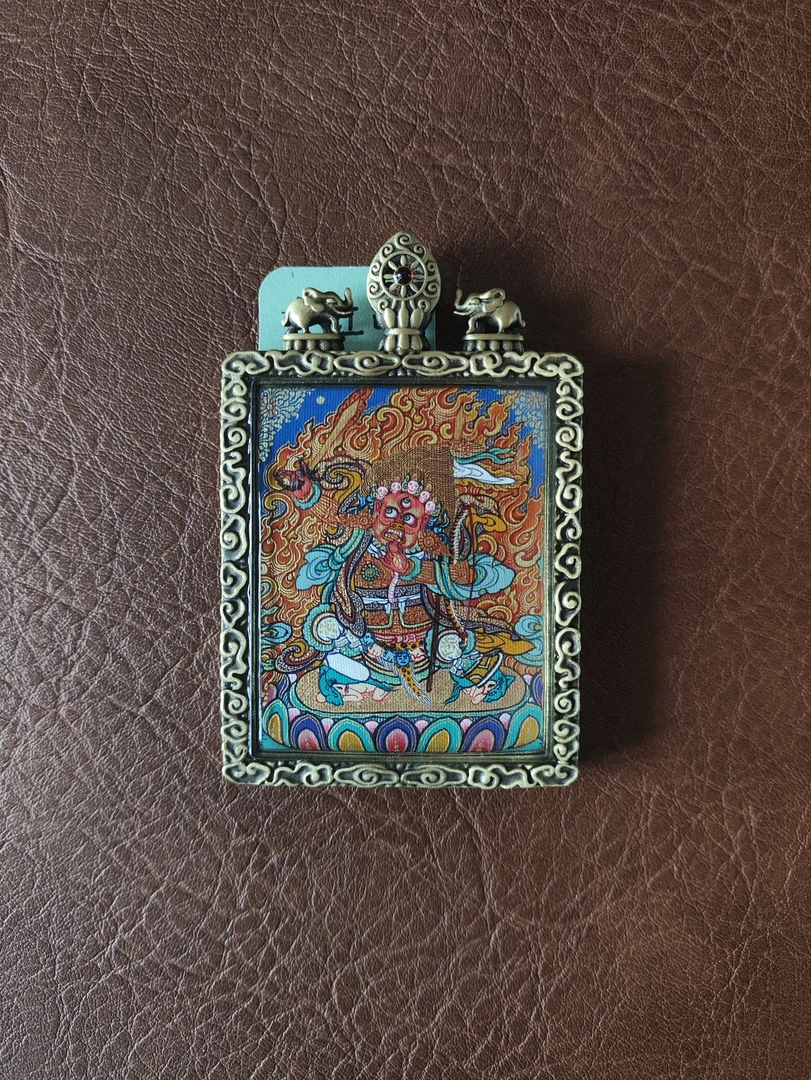 铜合金布艺吊坠 藏传风格大红司命彩唐吊坠