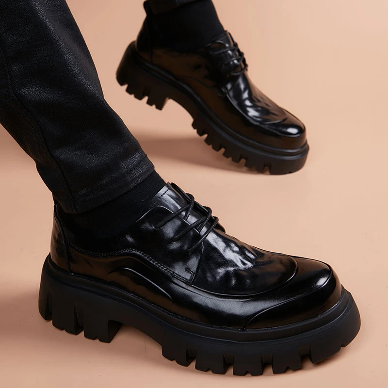 皮鞋男2025冬季新款商务正装厚底增高德比鞋英伦爆款真皮休闲男鞋