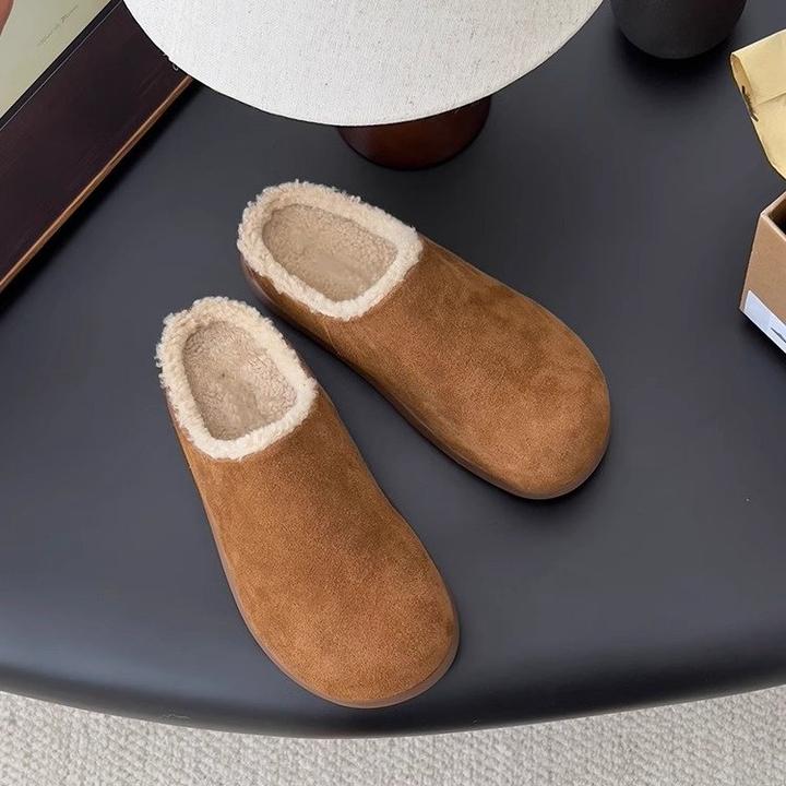 勃肯毛毛鞋女外穿加绒2024新款冬季一脚蹬包头穆勒鞋厚底保暖棉鞋