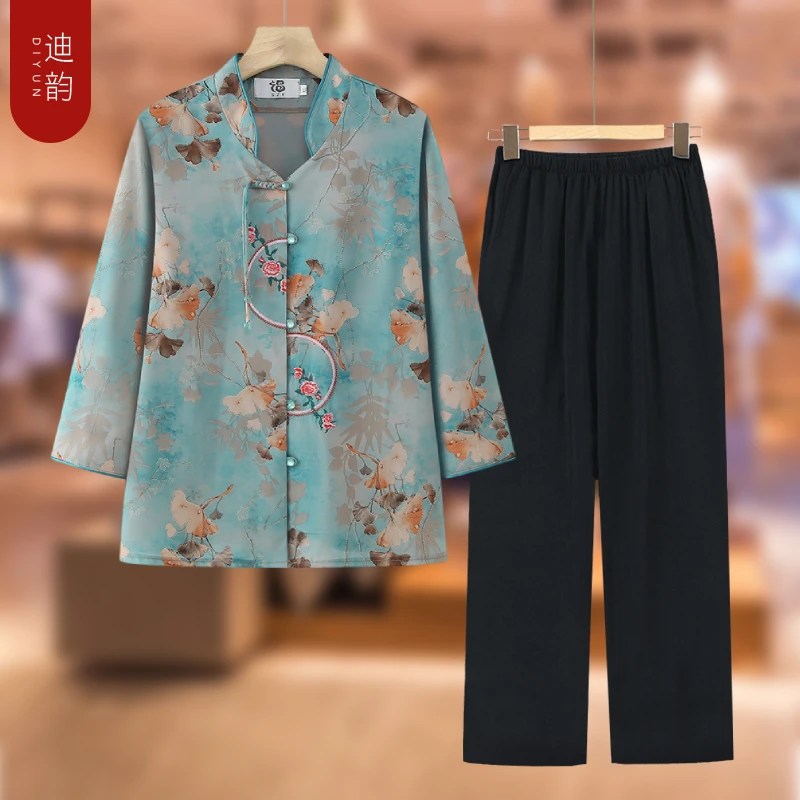 奶奶夏装新款洋气衬衫中老年女装妈妈装绣花衬衣老人太太衣服宽松