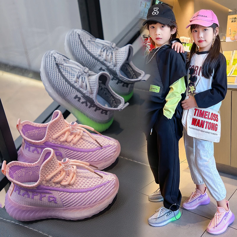 2024儿童春秋新款女童透气网鞋一脚蹬百搭男童飞织鞋软底单鞋