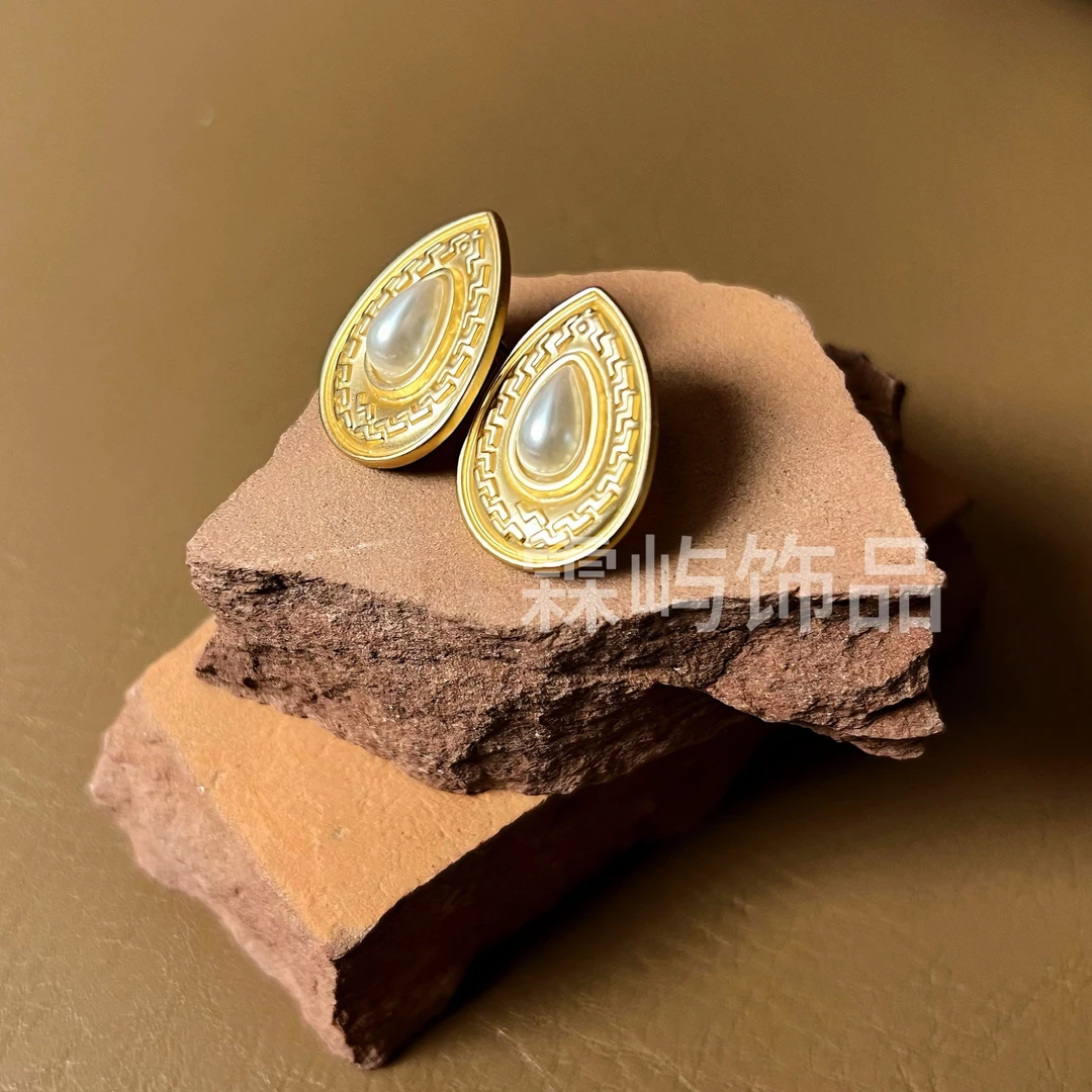 925银仿珍珠耳饰 宫廷巴洛克赫本法式复古珍珠耳环