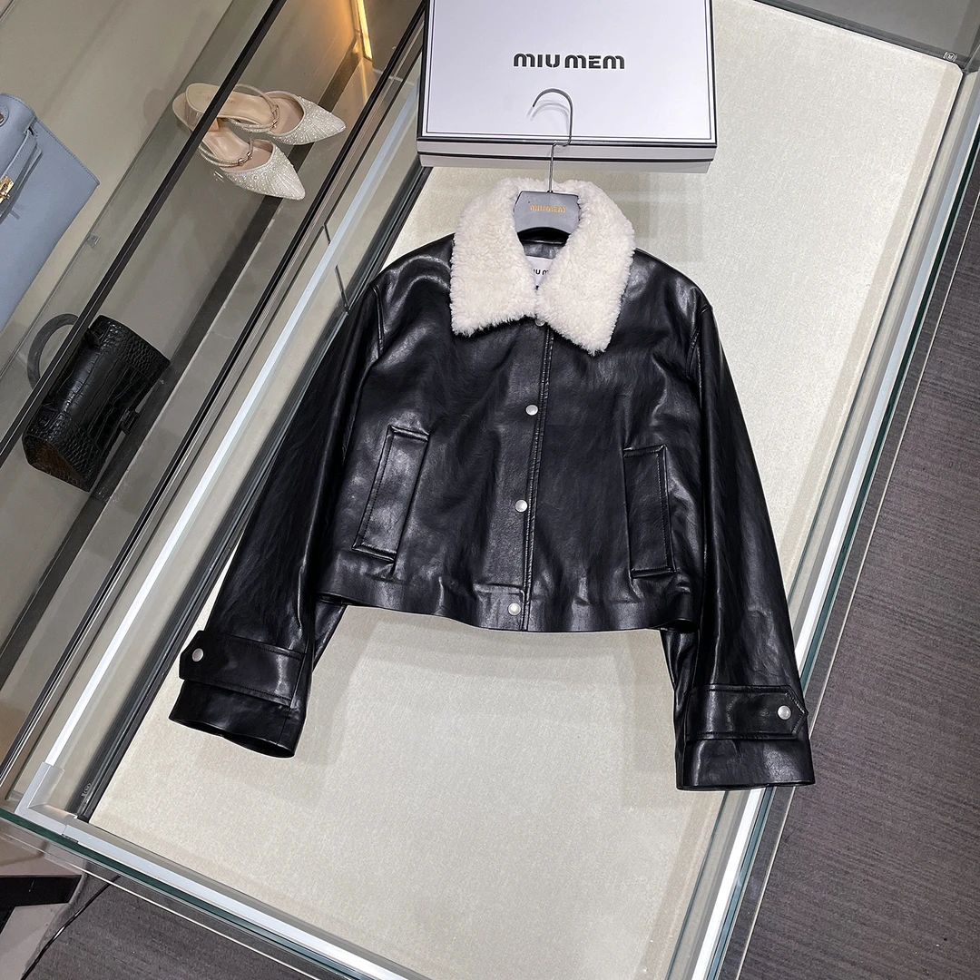 2026女装秋冬素皮挺阔柔软有型毛领皮外套DY5753