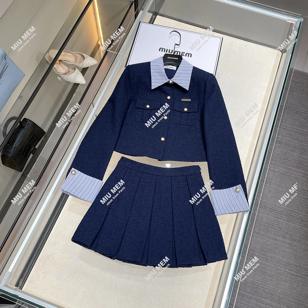 MIUMEM现货【今日之最】秋冬拼接长袖减龄洋气时尚韩版套装DY4768
