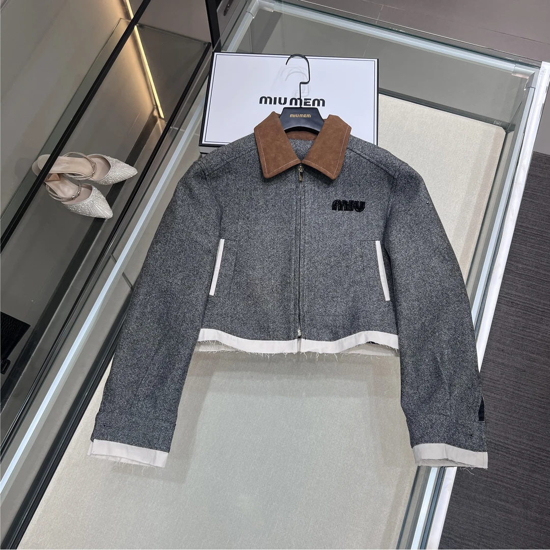 早秋夹克开衫新款撞色拼接翻领拉链字母标外套 DY5157