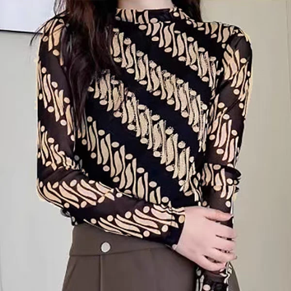 「星光闪闪」女款爆款2024新款打底衫春装时尚洋气内搭女半高领上衣