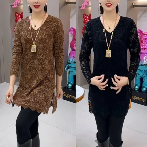 中长款大衫女气质百搭开衩上衣女88555