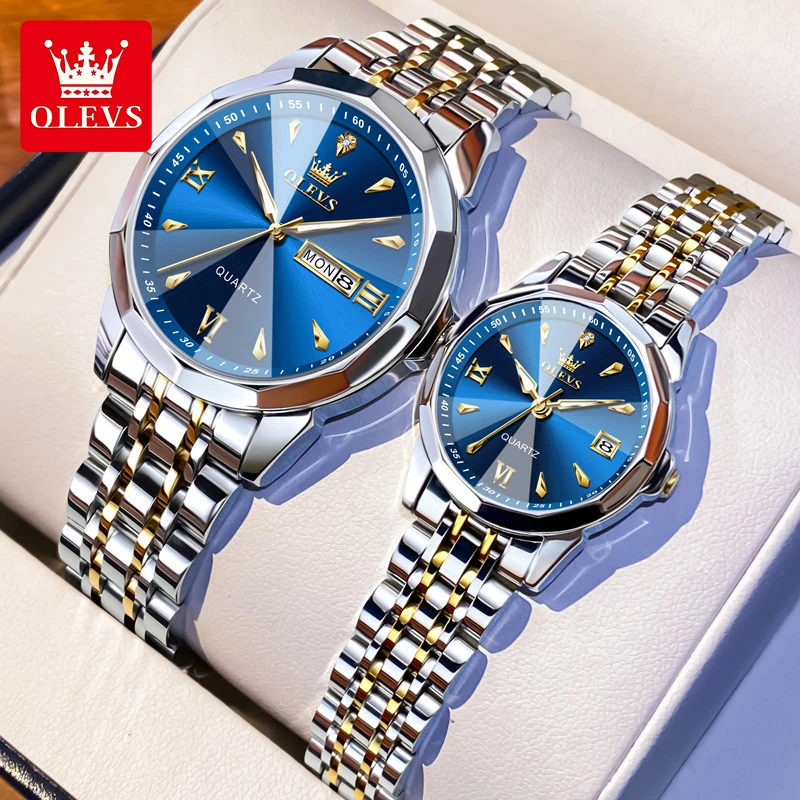 瑞士认证欧利时情侣对表一男一女情侣手表正品石英防水2024年新款