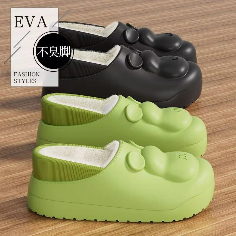 棉拖鞋可爱小熊2024新款网红爆款厚底防滑防水踩屎感包跟外穿宿舍