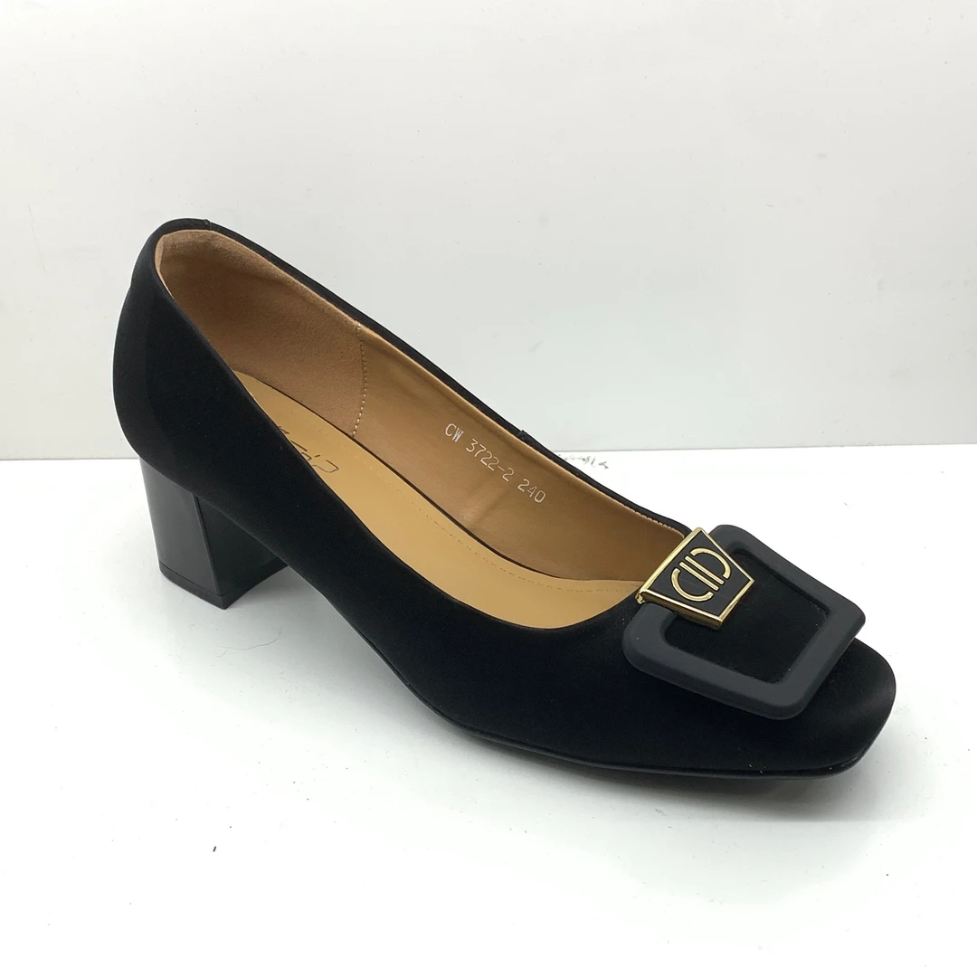 新款网剧日记粗跟鞋37222