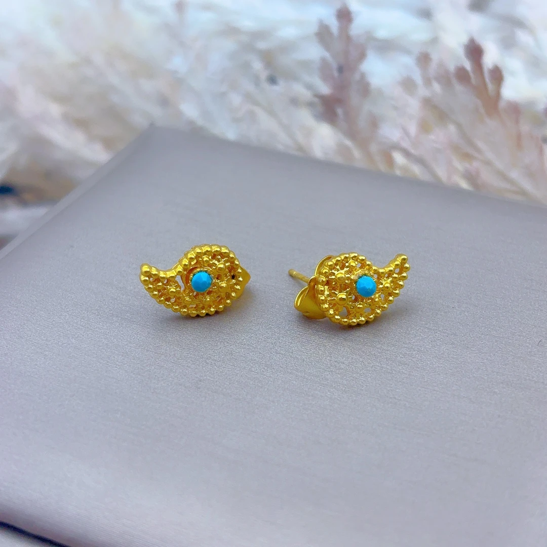 铜合金耳饰 410-1-14金色甜美精致气质时尚手工百搭女士编织优雅