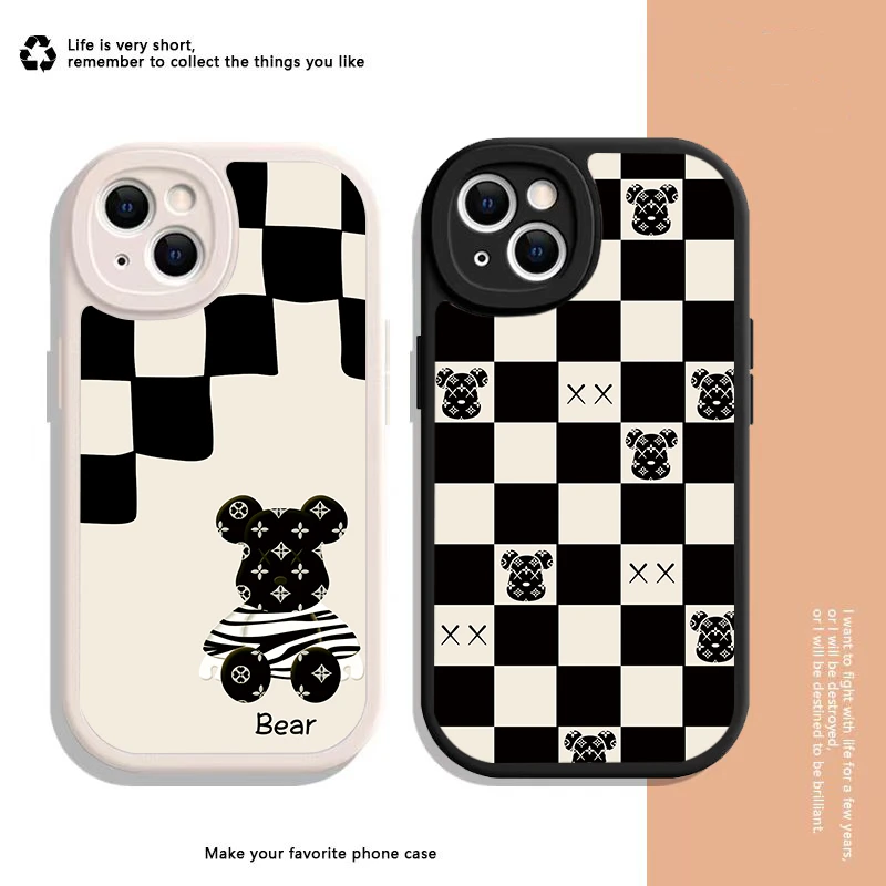 【阿美补贴】苹果/华为/oppo/vivo/小米 格子暴力熊皮纹硅胶手机壳