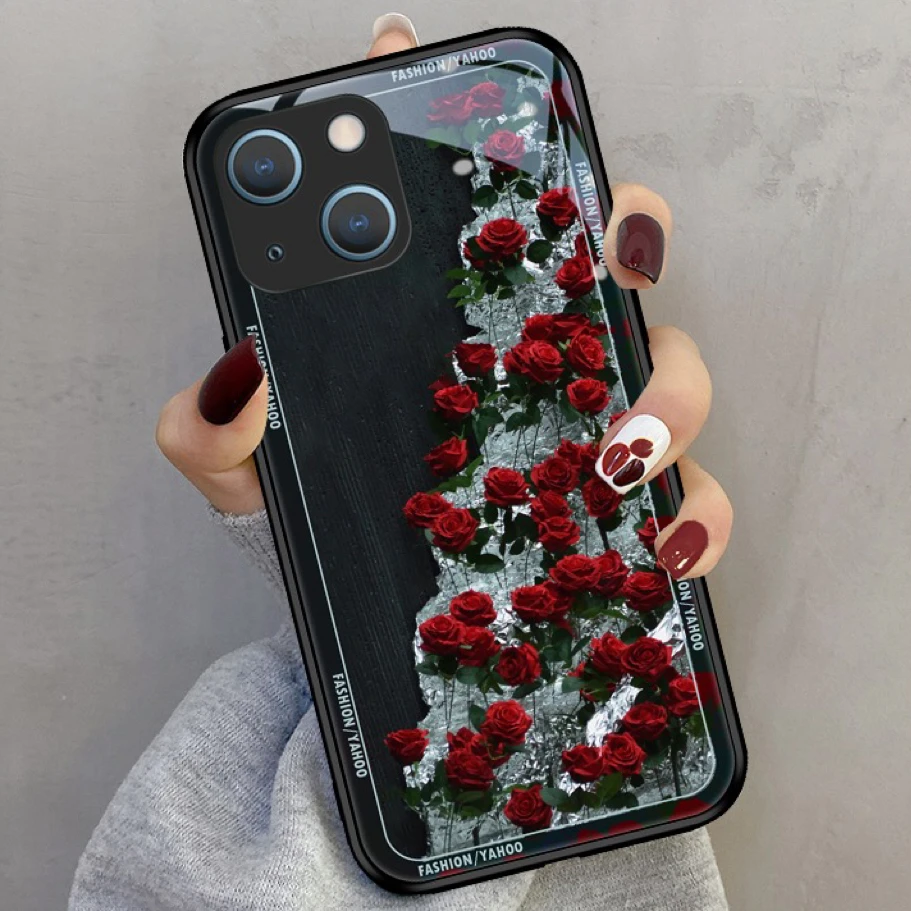 【苹果/华为/oppo/vivo/小米】创意冰川红玫瑰全包钢化玻璃手机壳