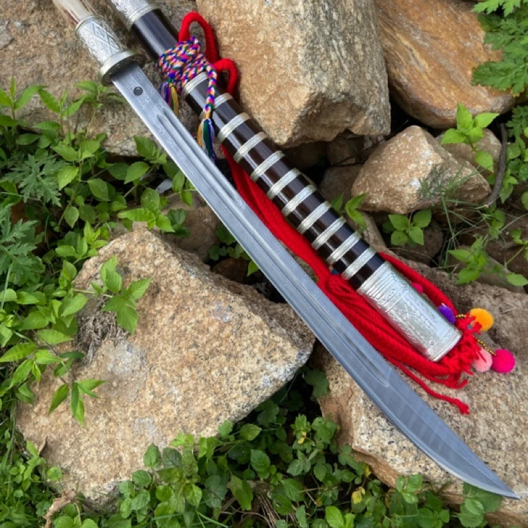 duanyun/短云 绣春刀黑檀木手柄鞘百炼花纹钢刀身未开刃摆件收藏