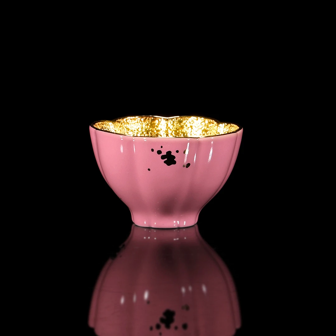 【宜景窑唐诗宝石釉系列】双生花60CC鎏金主人杯原矿喝茶杯子品茗杯
