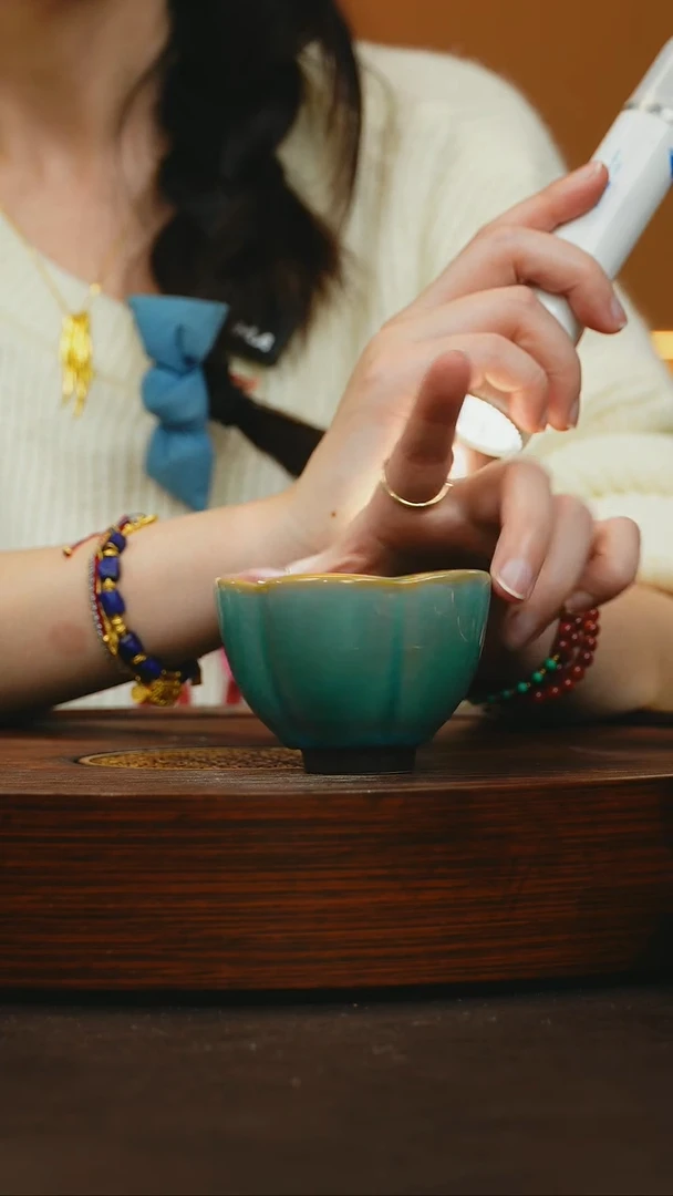 【闪购商品】杯【宜景窑蓝兔毫系列】海棠
