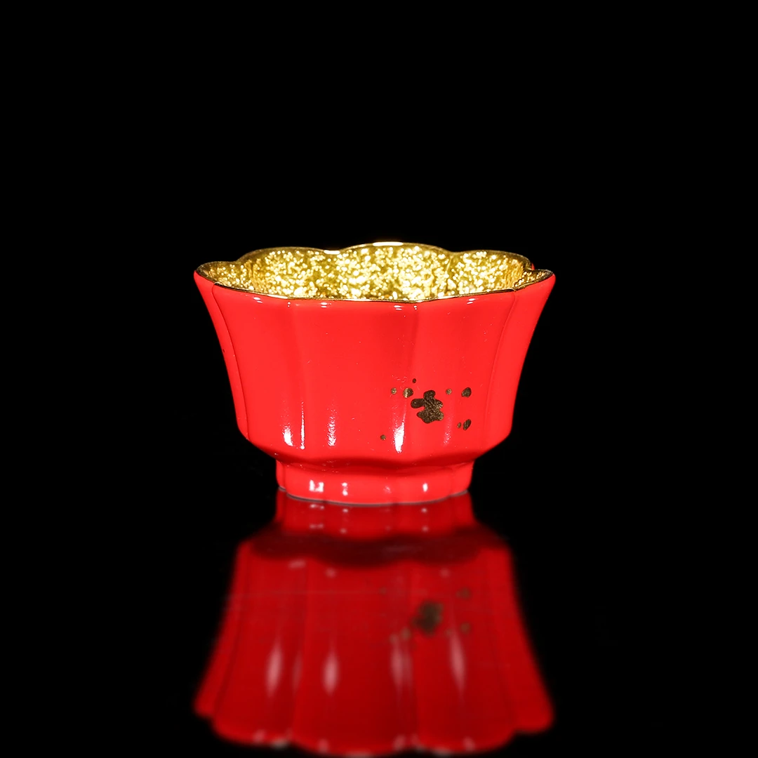 【宜景窑唐诗宝石釉系列】小素蕊50CC鎏金主人杯原矿喝茶杯子品茗杯