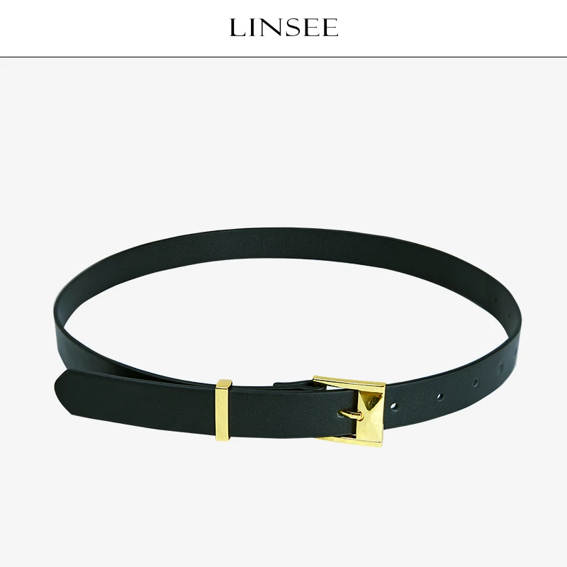 LINSEE/麟瑄时尚优雅头层黑色百搭女士腰带牛皮皮带APD22070ZA