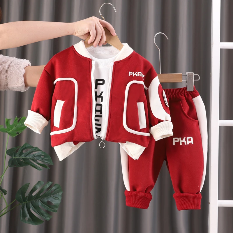 【沫沫家】韩版男女童春季套装洋气宝宝休闲春秋装帅气三件套