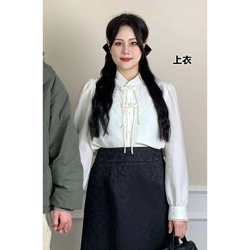 DM16161【清风玉露】新国风浪漫中式立领优雅时髦亮眼温柔上衣