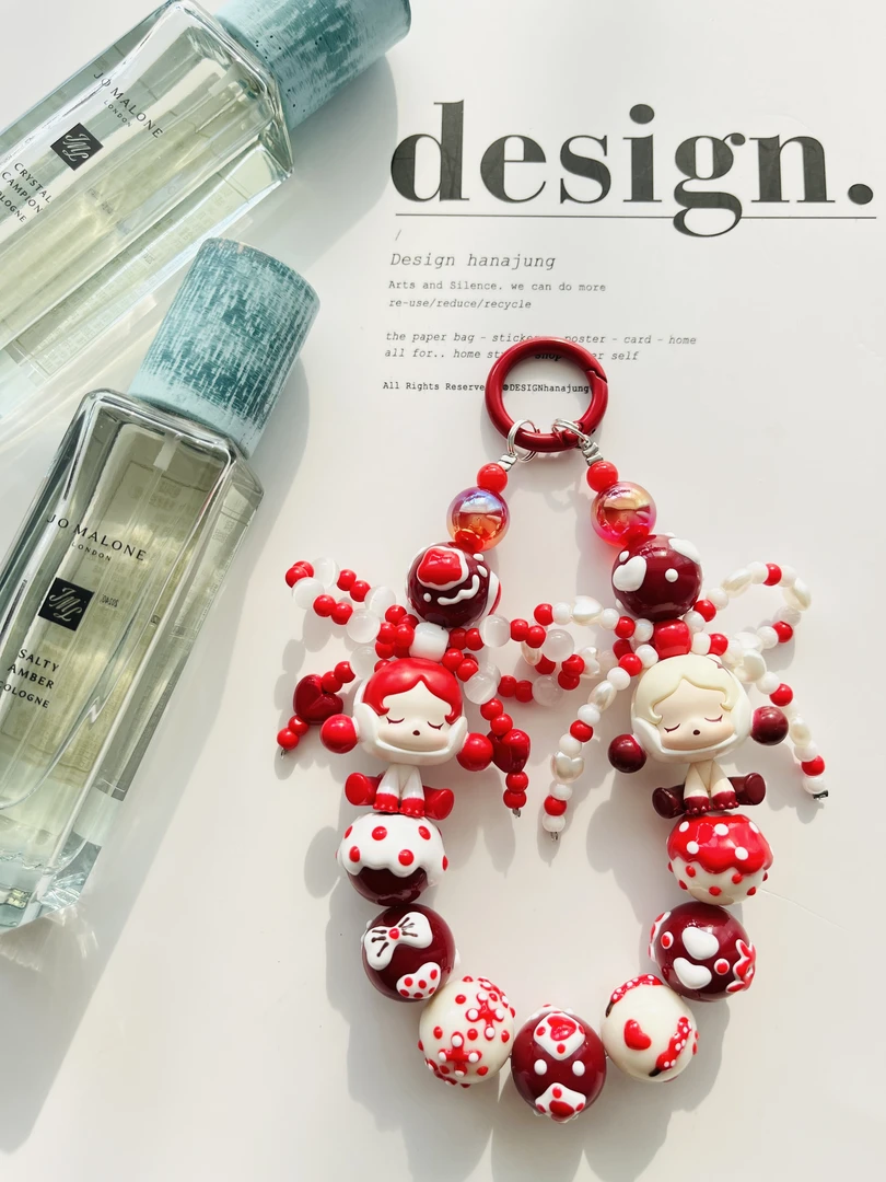 【双娃】手绘珠萌粒手机链 钥匙扣  diy工艺定制限量