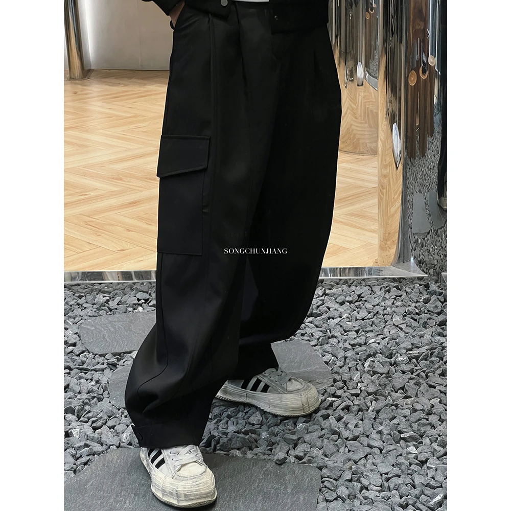 宋春江同款 高品质宽松阔腿休闲裤直筒设计感工装裤百搭长裤