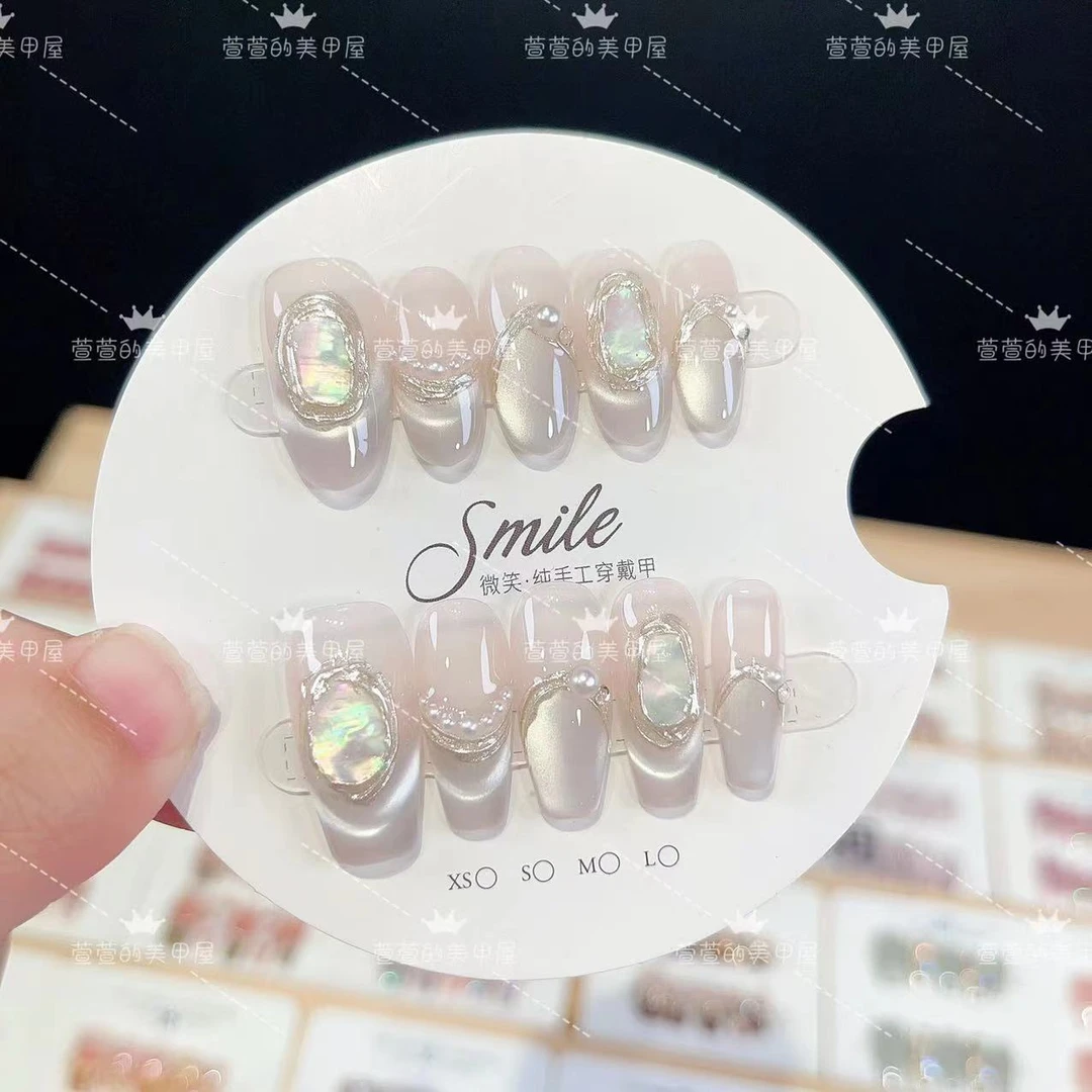 巴洛克纯手工光疗美甲贴果冻贴片指甲穿戴甲简约梯形重复
