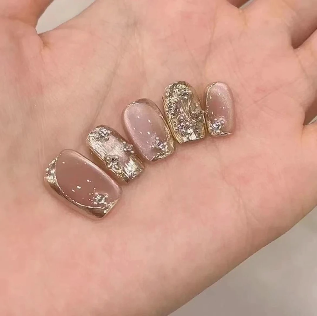 布契拉提纯手工光疗美甲贴果冻贴片指甲穿戴甲简约梯形重复